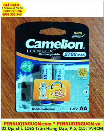 Camelion NH-AA2700LBP2; Pin sạc AA2700mAh 1.2v Camelion NH-AA2700LBP2 LockBox (Loại vỉ 2viên)